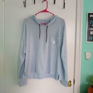 PINK blue crop top with hood